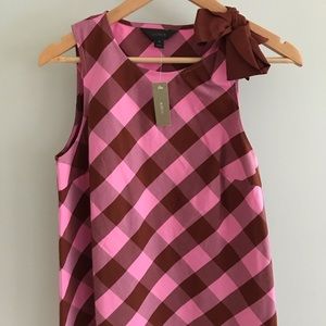 J. Crew Buffalo Check Sleeveless Bow Top - NWT